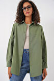 3900 Oversize Uzun Basic Gömlek - A.Haki