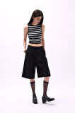 Halter Yaka Çizgili Crop