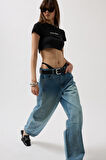 Dikiş Detay Wide Leg Jean