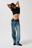 Dikiş Detay Wide Leg Jean