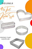 Kare Yuvarlak Kalp Oval Delikli Tart Kalıbı 4'lü Set