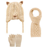 1-4 Yaş Kız Çocuk 3'lü Takım Atkı, Bere ve Eldiven Set
