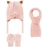 1-4 Yaş Kız Çocuk 3'lü Takım Atkı, Bere ve Eldiven Set
