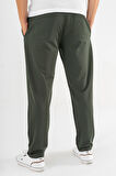 Erkek Haki Çımalı Rahat Spor Pantolon Duble Paça Jogger Eşofman Altı