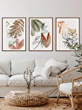 Soft Çiçekler Ahşap Çerçeveli Tablo Set (Vetro Design)