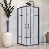 Durul Duşakabin Kare Komple Buzlu Siyah Çizgi 5mm H:190