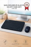 Premium Bluetooth Kablosuz Klavye Mouse Seti TMK08 Siyah Teknoloji Günlük Set Ofis Düzeni