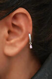 8 mm Pembe Su Damlası Charm Halka Piercing – Gold & Gümüş | Helix, Kıkırdak, Lob Uyumlu