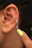 8 mm Pembe Su Damlası Charm Halka Piercing – Gold & Gümüş | Helix, Kıkırdak, Lob Uyumlu