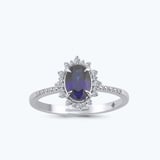 Pırlanta Safir Oval Yüzük