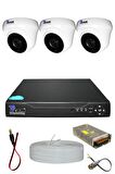 Picam Pro 3 Kameralı 3 Dome Full HD Sony Lensli Kamera Gece Görüşlü Kamera Seti