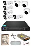 Picam Pro 8 Kameralı 5 Bullet 3 Dome Full HD Sony Lensli Kamera Gece Görüşlü 500 GB Kamera Seti