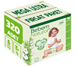Bebem Bebek Bezi Natural Beden:6 (15+Kg) Extra Large 320 Adet Mega Ultra Fırsat Pk