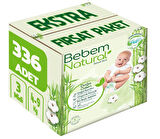 Bebem Bebek Bezi Natural Beden:3 (4-9Kg) Midi 336 Adet Ekstra Fırsat Pk
