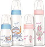 Bebsi Cam Biberon Seti (Mavi - Pembe) (250ML+125ML) (Karma 2 Li Set)