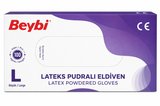 Beybi Lateks Pudralı Muayene Eldiveni L - Large - Büyük 1200 Lü Set