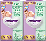 Canbebe Bebek Bezi Beden:5 (11-18KG) Junior 160 Adet Mega Ekonomik Fırsat Pk