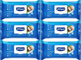 Canped Hasta Vücut Perine Temizleme Islak Mendil Havlu 48 Yaprak XL (6 Lı Set) Plastik Kapaklı