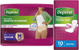 Depend Emici Külot Lohusa Pedi M- Medium - Orta Kadın (10 Lu) + Mesane Pedi Kadın Ekstra (10 Lu)