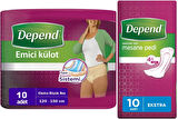Depend Emici Külot Lohusa Pedi  XL - Extra Büyük -  Kadın (10 Adet)+Mesane Pedi Kadın Ekstra (10 Lu)
