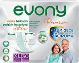 Evony Premium Hasta Bezi Yetişkin Bel Bantlı Tekstil Yüzey XL 30 Adet + Yatak Koruyucu Örtü 30 Adet