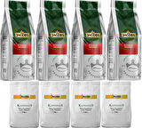 Jacobs Medium Çekirdek Kahve 1KG (Espresso Beans) & Kaffeeplus Süt Tozu 1KG (Karma 8 Li Set)