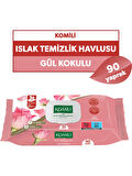 Komili Islak Havlu Mendil 90 Yaprak Gül Kokulu (2 Li Set) Pratik Kapaklı (180 Yaprak)