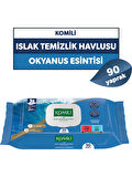 Komili Islak Havlu Mendil 90 Yaprak Okyanus Esintisi (5 Li Set) Pratik Kapaklı (450 Yaprak)