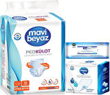 Mavi Beyaz Ped Emici Külot Hasta Bezi XL 30 Adet + Yatak Koruyucu 30 Adet + Temizleme Havlusu 1 Pk