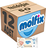 Molfix Islak Havlu Mendil İzotonik Yeni Doğan 12 Li Set 50 Yaprak Pamuklu Plastik Kapaklı