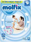 Molfix Bebek Bezi Beden:5 (11-18Kg) Junior 156 Adet Ekonomik Ultra Fırsat Pk