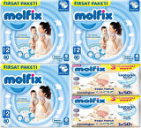 Molfix Bebek Bezi Beden:2 (3-6Kg) Mini 240 Adet Aylık Fırsat Pk + 6 Adet Islak Mendil