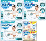 Molfix Premium Bebek Bezi Beden:6 (15+KG) Extra Large 102 Adet Fırsat Pk + 6 Adet Islak Mendil