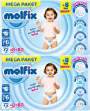 Molfix Bebek Bezi Beden:6 (15+KG) Extra Large 160 Adet Mega Ekonomik Fırsat Pk