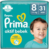 Prima Bebek Bezi Beden:8 (17+Kg) XXX Large 62 Adet Süper Ekonomik Pk