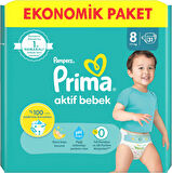 Prima Bebek Bezi Beden:8 (17+Kg) XXX Large 186 Adet Süper Ekonomik Mega Pk
