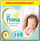 Prima Premium Care Bebek Bezi Beden:0 (1.5-2.5Kg) Prematüre 150 Adet Mega Ekonomik Pk