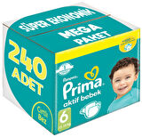 Prima Bebek Bezi Beden:6 (13-18Kg) Extra Large 240 Adet Süper Ekonomik Mega Pk