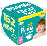 Prima Bebek Bezi Beden:4 (9-14Kg) Maxi 162 Adet Ekonomik Fırsat Pk