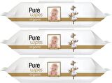 Pure Baby Islak Havlu Mendil 90 Yaprak Yenidoğan Organic Pamuklu (3 Lü Set) 270 Yaprak Plst Kapak