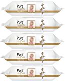 Pure Baby Islak Havlu Mendil 90 Yaprak Yenidoğan Organic Pamuklu (5 Li Set) 450 Yaprak Plstk Kapak