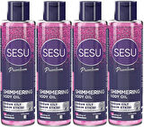 Sesu Simli Cilt Bakım Yağı 150ML (Shımmering Body Oıl) (4 Lü Set)