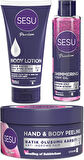 Sesu Vücut Losyonu 175ML/Vücut Peelingi 250ML/Simli Cilt Bakım Yağı 150ML Karma (3 Lü Set)