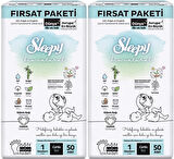 Sleepy Bebek Bezi Bio Natural Beden:1 (2-5KG) Yeni Doğan Newborn 100 Adet Ekonomik Fırsat Pk