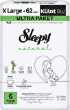 Sleepy Külot Bebek Bezi Natural Beden:6 (15-25KG) Extra Large 186 Adet Aylık Ultra Pk