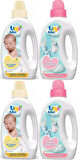 Uni Baby Yeni Doğan Çamaşır Deterjanı/Sabunu 1500ML (Sarı) + Yumuşatıcı 1500ML Hassas Ciltler İçin/Hipoalerjenik (Pembe) Karma (4 Lü Set)