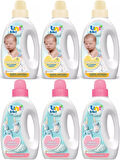 Uni Baby Yeni Doğan Çamaşır Deterjanı/Sabunu 1500ML (Sarı) + Yumuşatıcı 1500ML Hassas Ciltler İçin/Hipoalerjenik (Pembe) Karma (6 Lı Set)