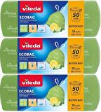 Vileda Ecobag Büzgülü Çöp Torbası Limon Kokulu 68X73CM Büyük Boy 30 Lu Set (3PK*10)