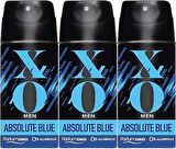 XO Deodorant 150ML Men-Erkek Absolute Blue (3 Lü Set)