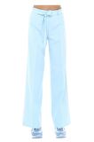 Kuşaklı Bol Paça Bebe Mavi Kadın Pantolon